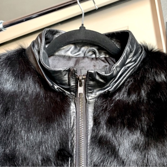 Guess Coat with Genuine Leather & Fur, Size Small - Picture 4 of 5